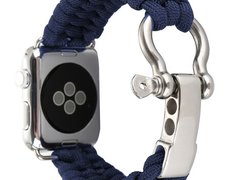 Curea iUni compatibila cu Apple Watch 1/2/3/4/5/6/7, 38mm, Elastic Paracord, Rugged Nylon Rope, Midn